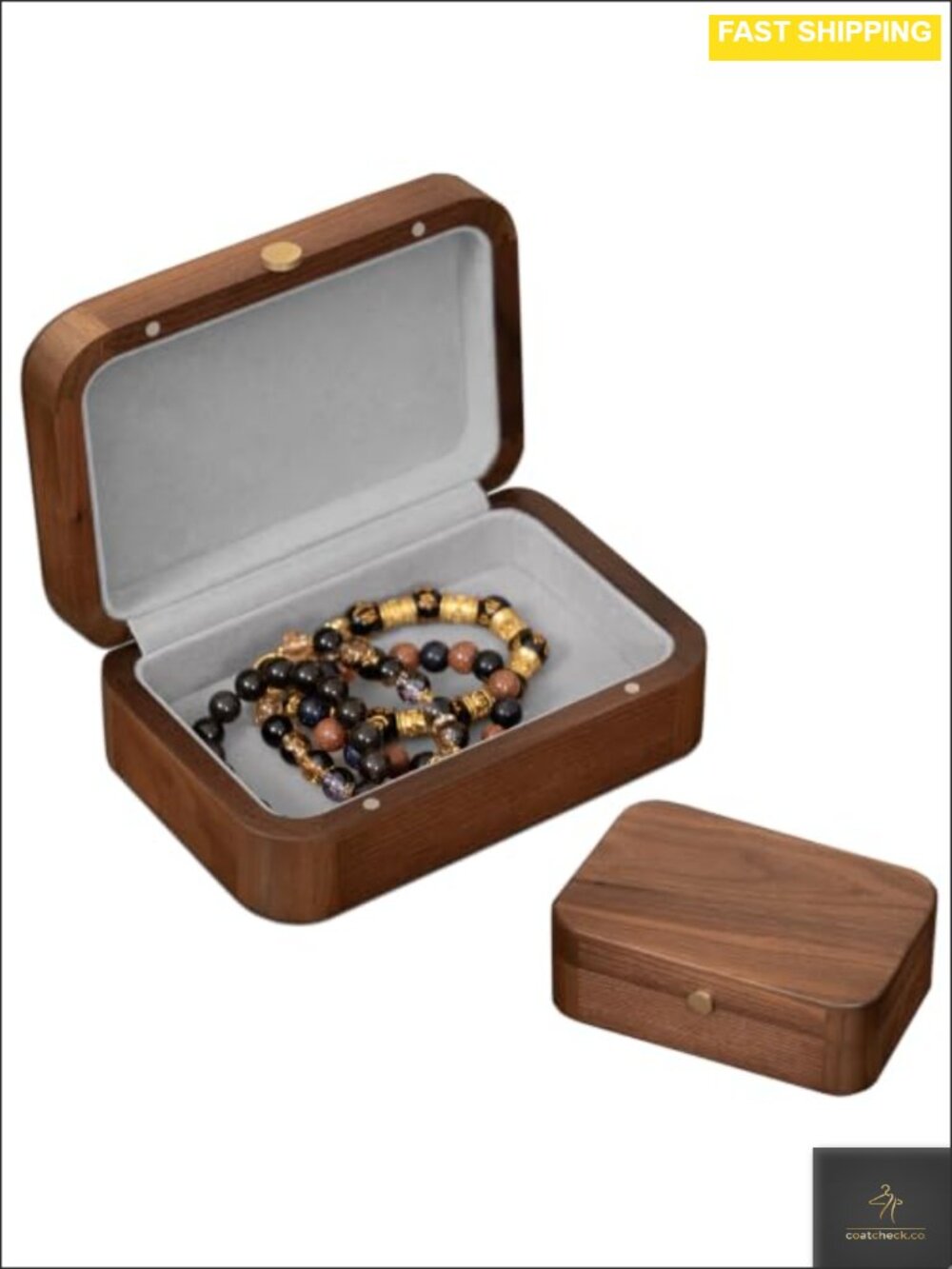 Solid Black Walnut Wood Jewelry Box Magnetic Closure